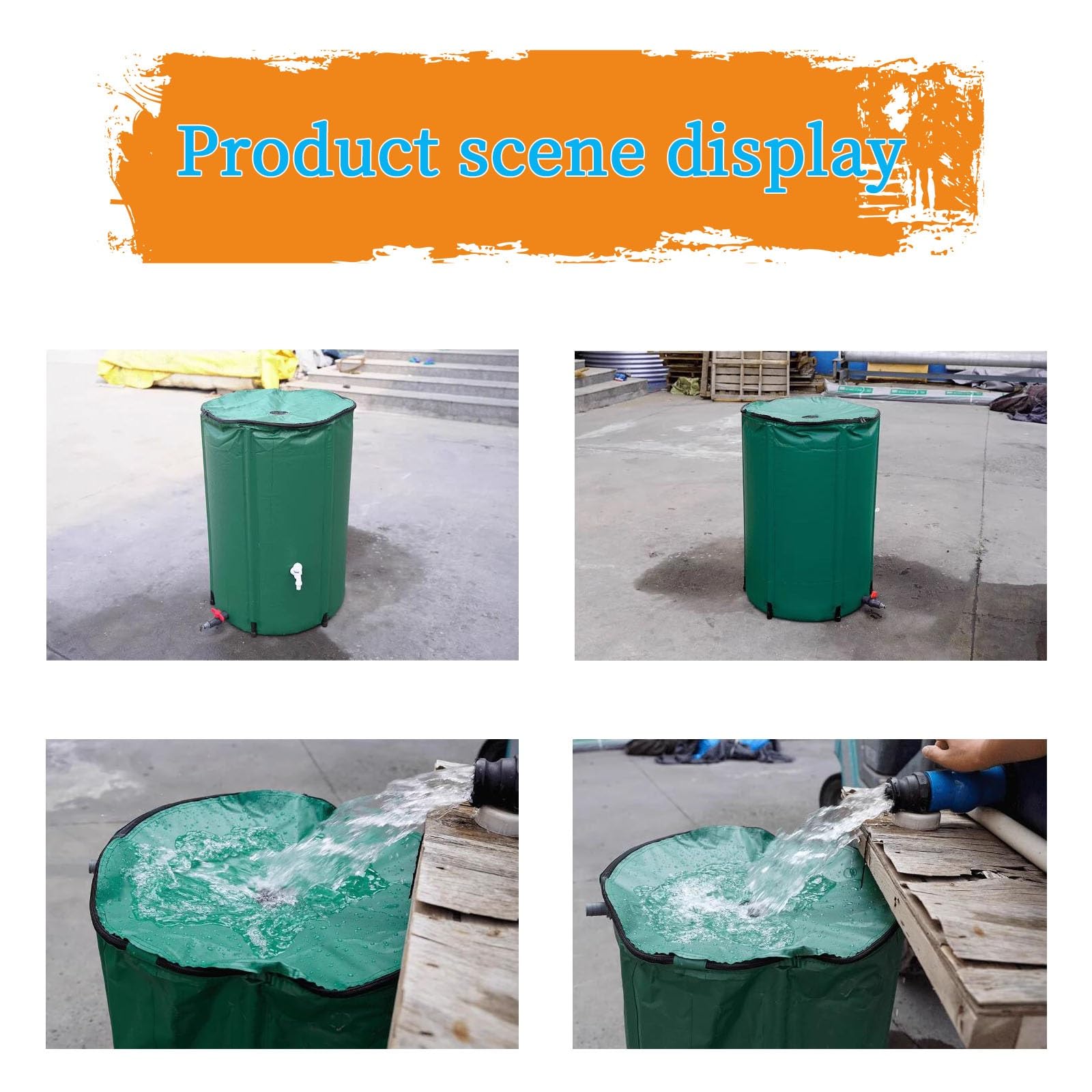 Barril de Lluvia portátil con Grifo, bidones de Agua con Soporte y Grifo, Plegable, para jardín, colector de Agua de Lluvia, contenedor de Almacenamiento para Exteriores.