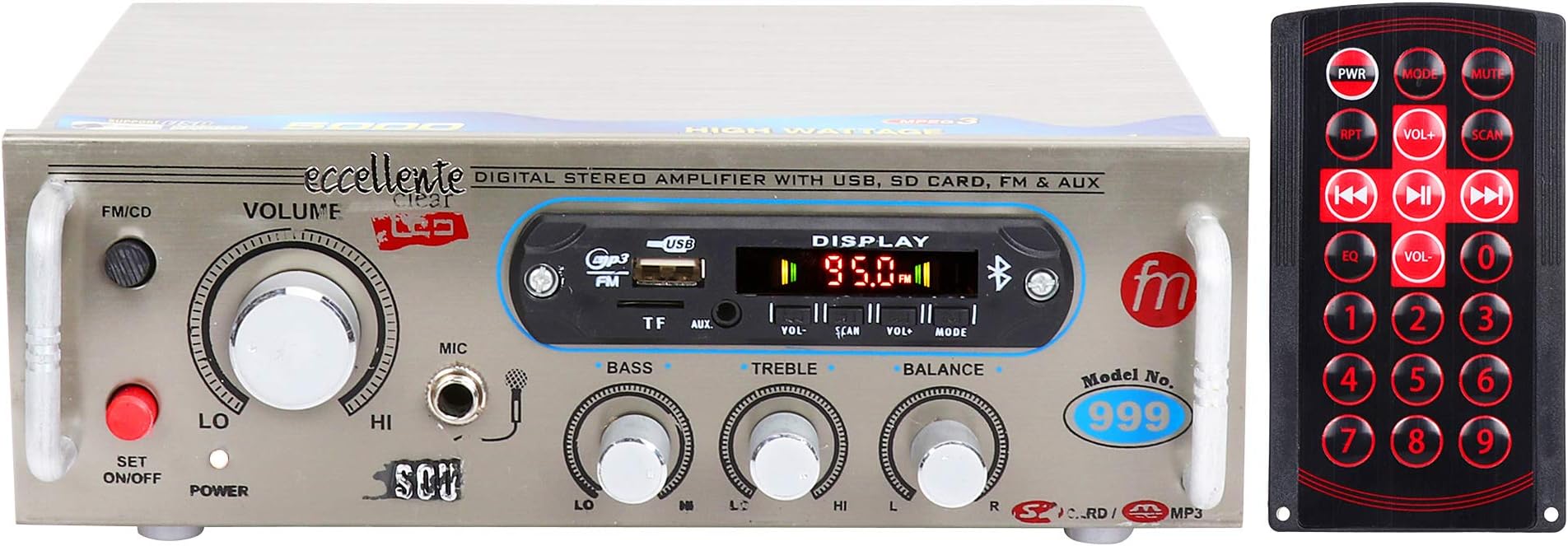 Eccellente Music Amplifier with Bluetooth, FM, AX Line, USB_Connect with Laptop, Tablet, Mobile, TV_HT131_Connect 4 Speakers - 10W Each