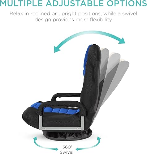 Miniatura 112 de Best Choice Products Silla giratoria para videojuegos de 360 grados, multiusos, para TV, lectura, jugar videojuegos, con soporte lumbar, asas de