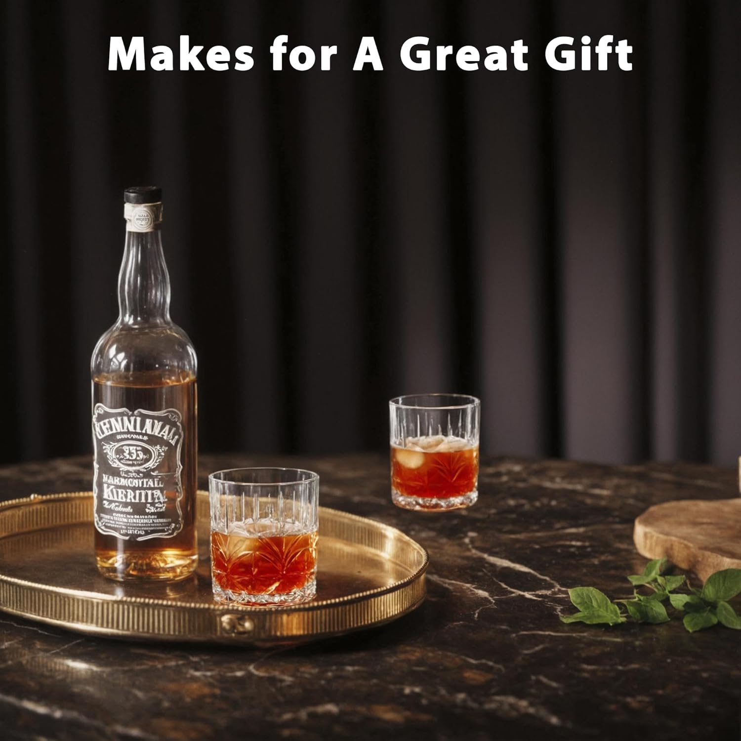 Lily's Home Unbreakable Acrylic Double Old Fashioned Whiskey Tumblers, Drinking Glasses for Liquor,Rum-Premium Shatterproof Glasses, ideal for indoor/outdoor,are reusable & crystal clear-13oz Set of 4