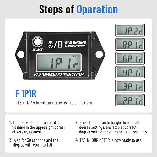 Miniatura 7 de Tacómetro digital pequeño tacómetro medidor de horas de trabajo temporizador de trabajo contador de RPM para motos de nieve esquís moto moto go kart