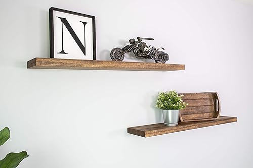 Miniatura 2 de DAKODA LOVE Estantes flotantes  Álamo sólido  Calidad artesanal de primera calidad  Soporte de pared fácil de ocultar  Juego de 2 piel de bucle 48