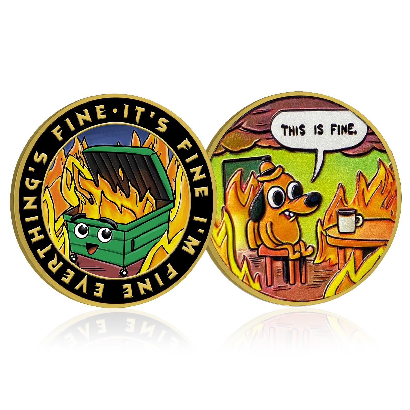 Dumpster Fire Challenge Coin - Double Sided Hilarious Medallion Funny Dumpster Fire Coins, Desk Accessories, for Staff Appreciation Gifts,