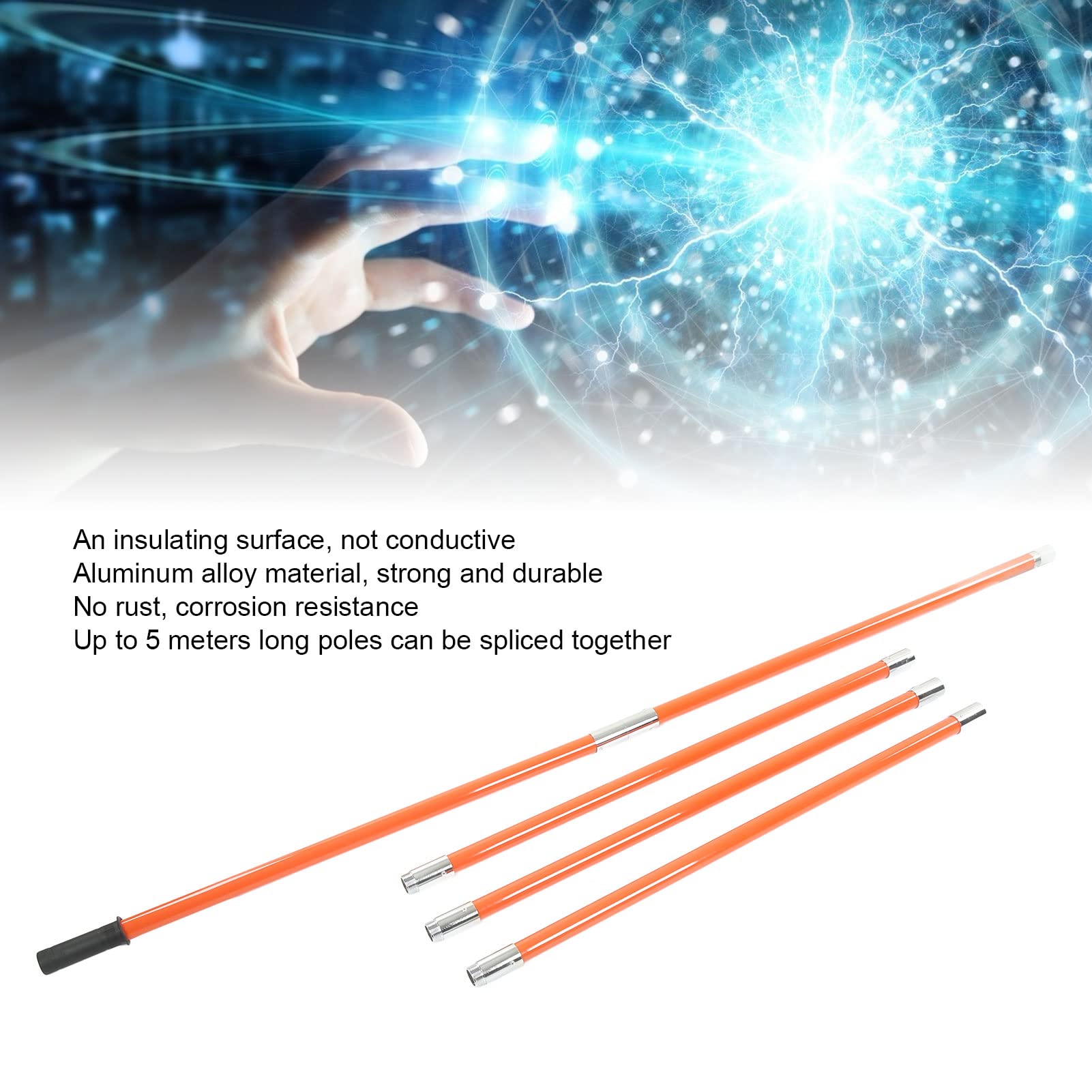 Juego de Varillas Aislantes Telescópicas de 5 Uds con Barras de Extensión Flexibles para Inspecciones de Seguridad, Longitud de 1m a 5m, ABS y Aleación de Aluminio