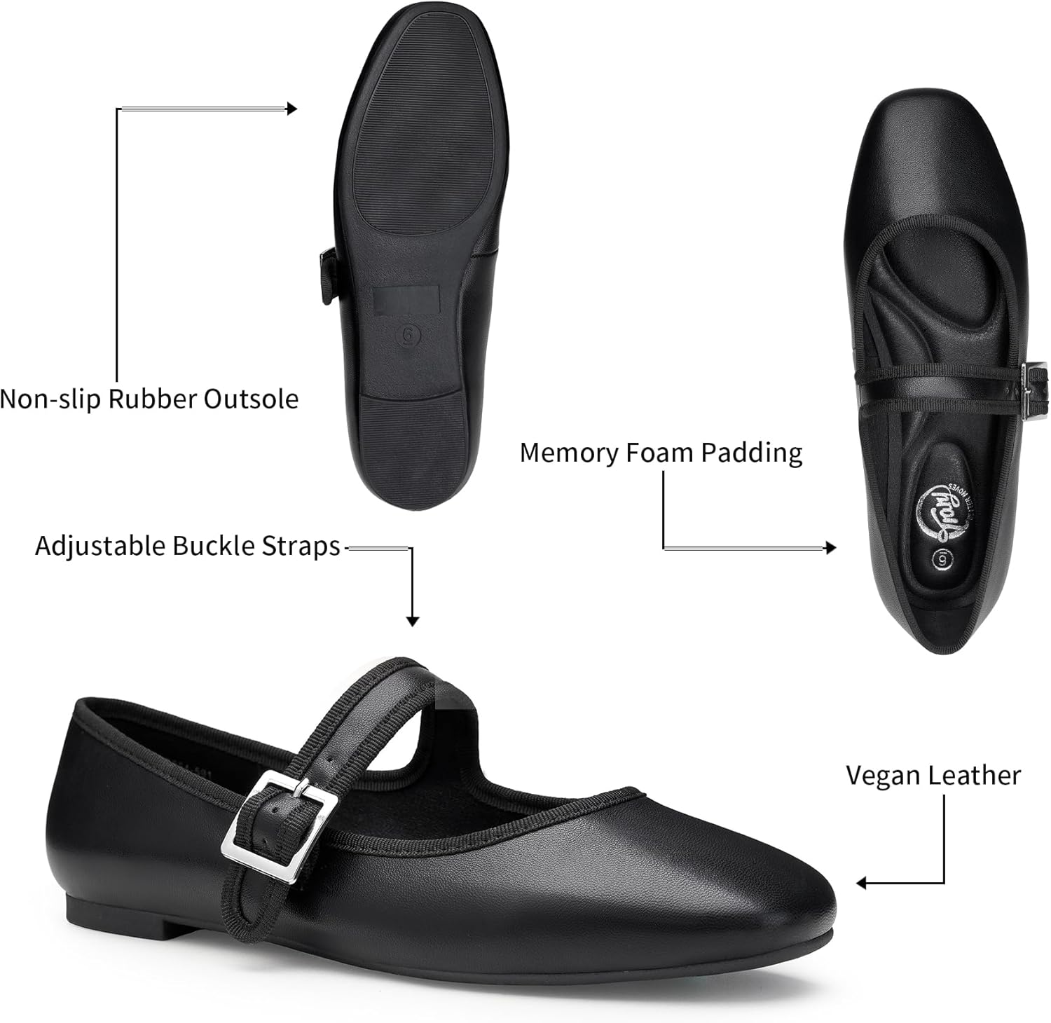 Trary Women's Ballet Flats,Square Toe Velvet Mary Jane Shoes Women,Comfortable Dress Shoes for Women Dressy - Image 5