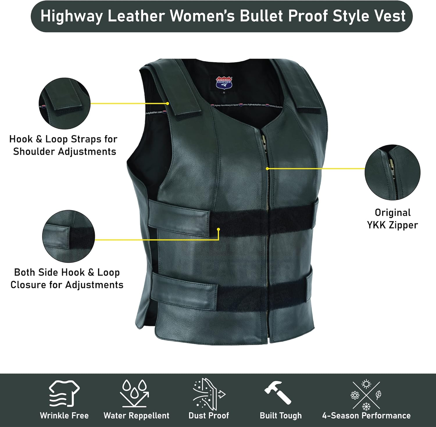 Women Bullet Proof style Leather Motorcycle Vest bikers Club Tactical Vest Ammo