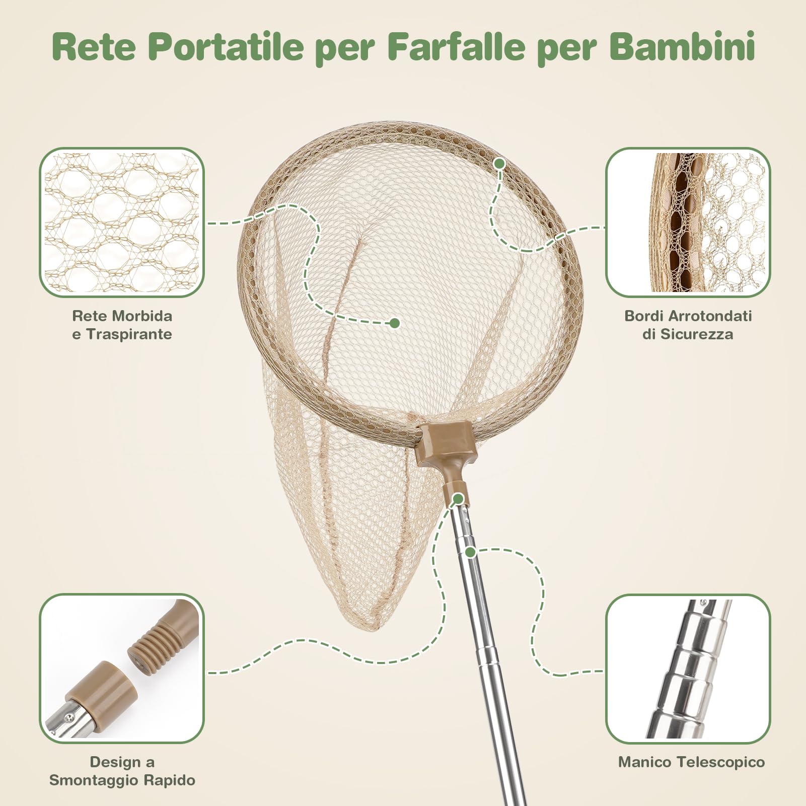 Dreamon Set Esploratore per Bambini 3-7 Anni - Retino Farfalle e Gabbia Osservazione Insetti in Legno - Gioco Outdoor Educativo
