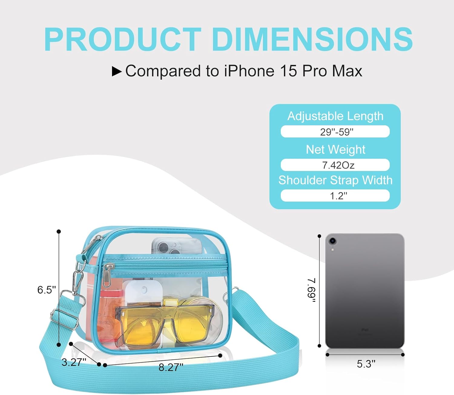 Clear Bag for Stadium Events Clear Sports Fan Handbags Purses with Adjustbale Strap for Concerts Festivals Game Day - Image 2