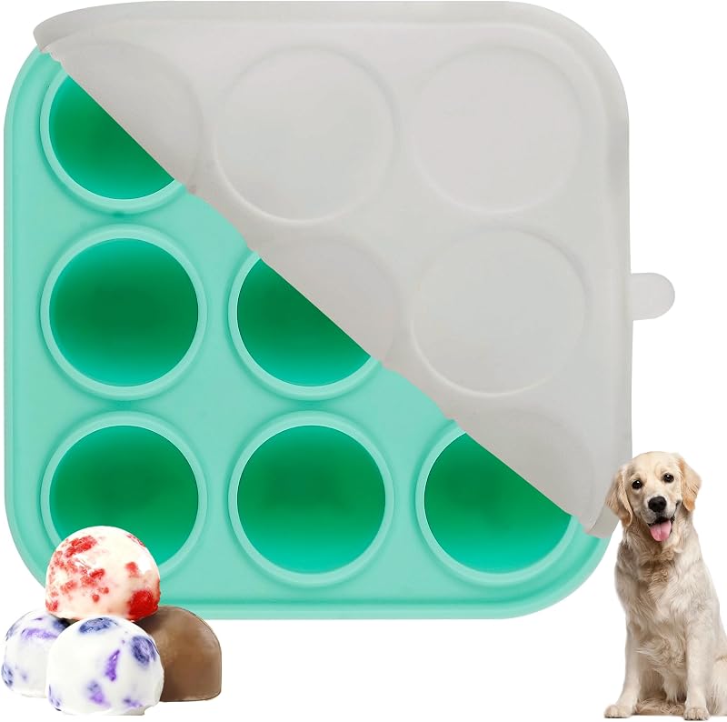 Molde de Silicone para Petiscos Congelados de Cães com Tampa Zorazio, 9 Cavidades, Verde