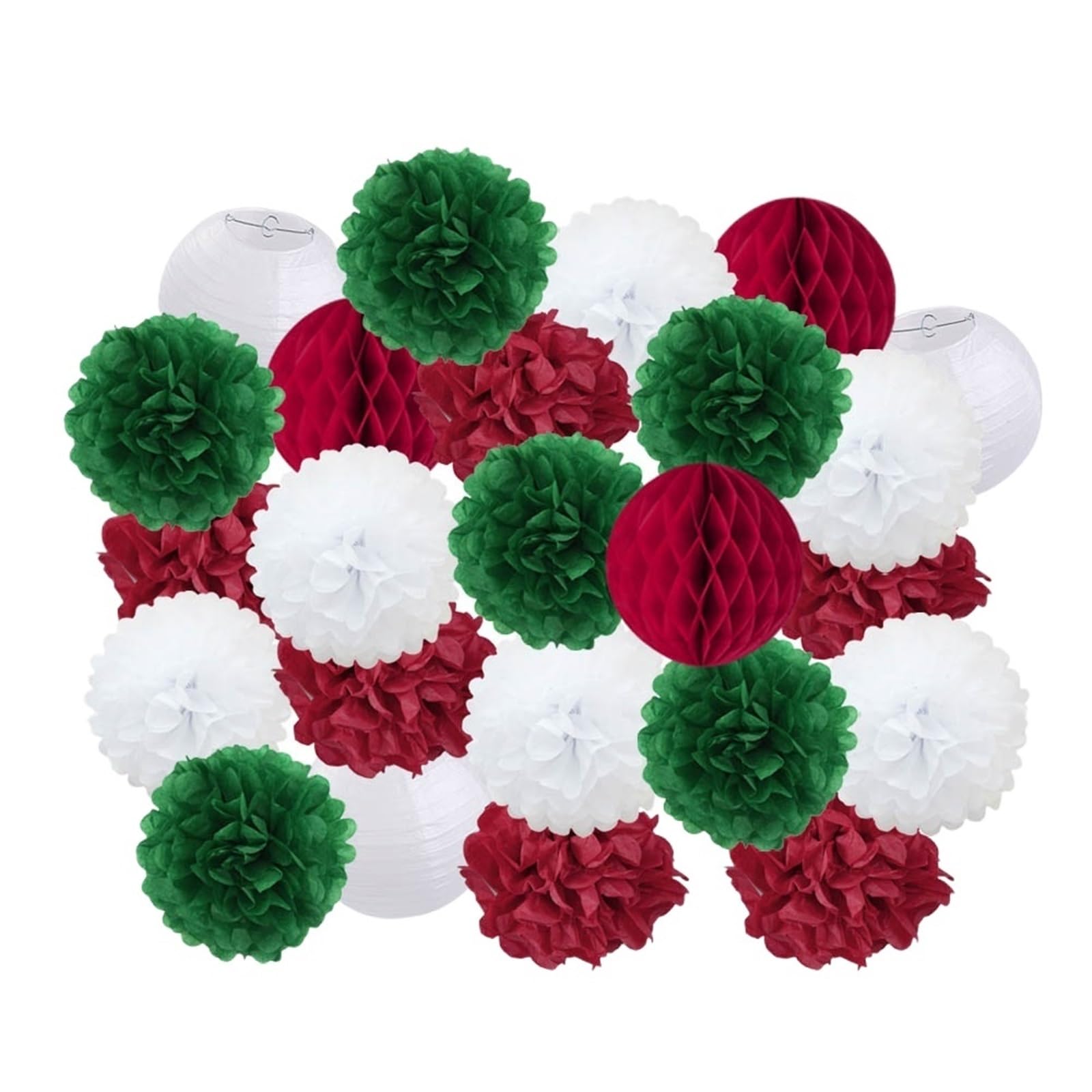 Junge Mädchen Geburtstag Party gefallen rosa weiß Set Runde Papier Ball Laterne falten Taufe Hochzeit Dekor Pompom(Red Green Set,12inch(30cm))