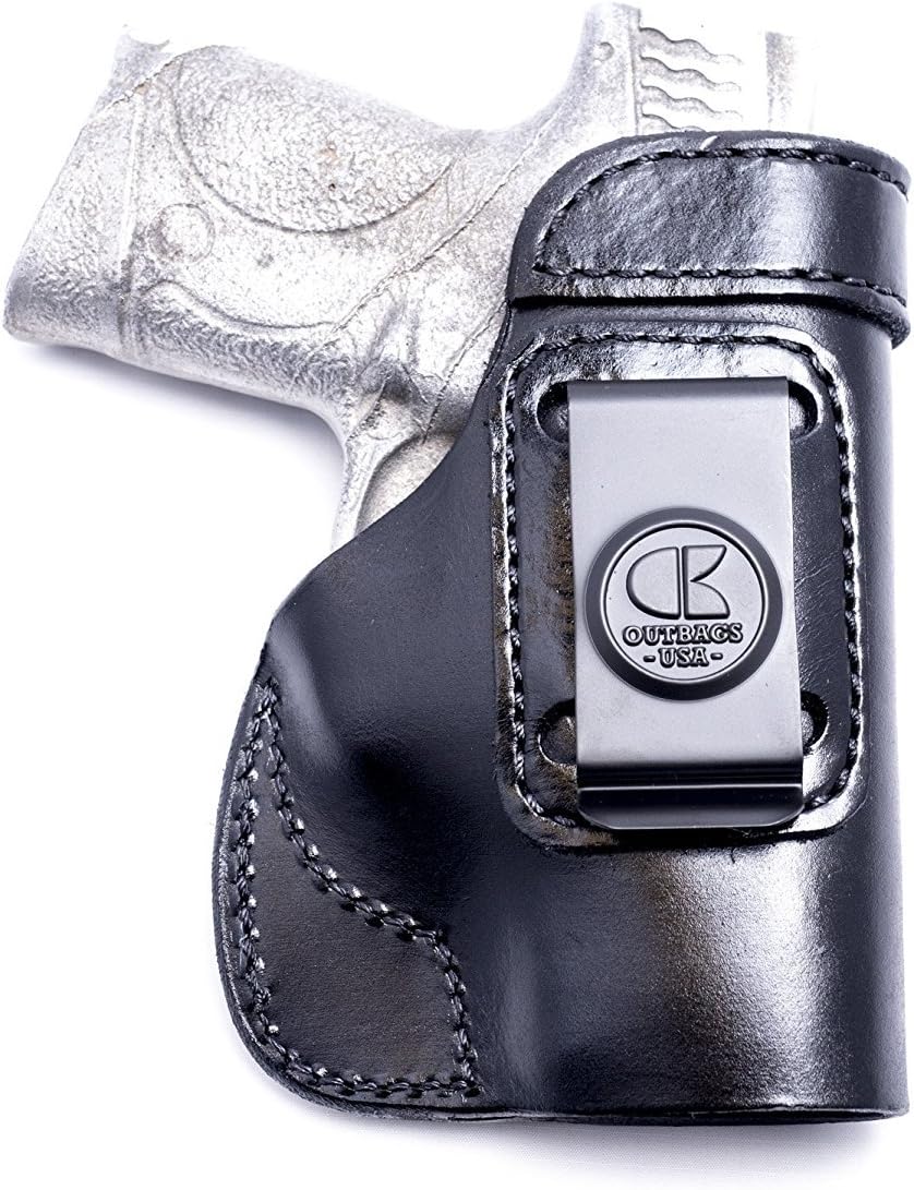 OUTBAGS USA LS2MPC (BK-RH) Full Grain Leather IWB Conceal Carry Holster for S&W M&P9c, M&P40c, M&P M2.0 Compact 3.6". Handcrafted in USA.