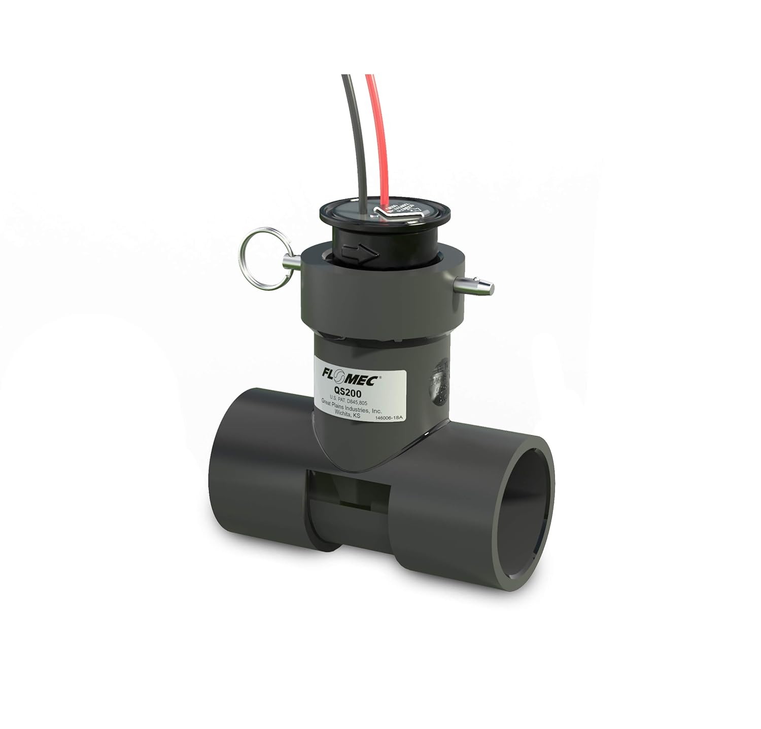QS200 Series Ultrasonic Flow Sensor for Water, Schedule 80 PVC 2 inch Tee (QS200-20)