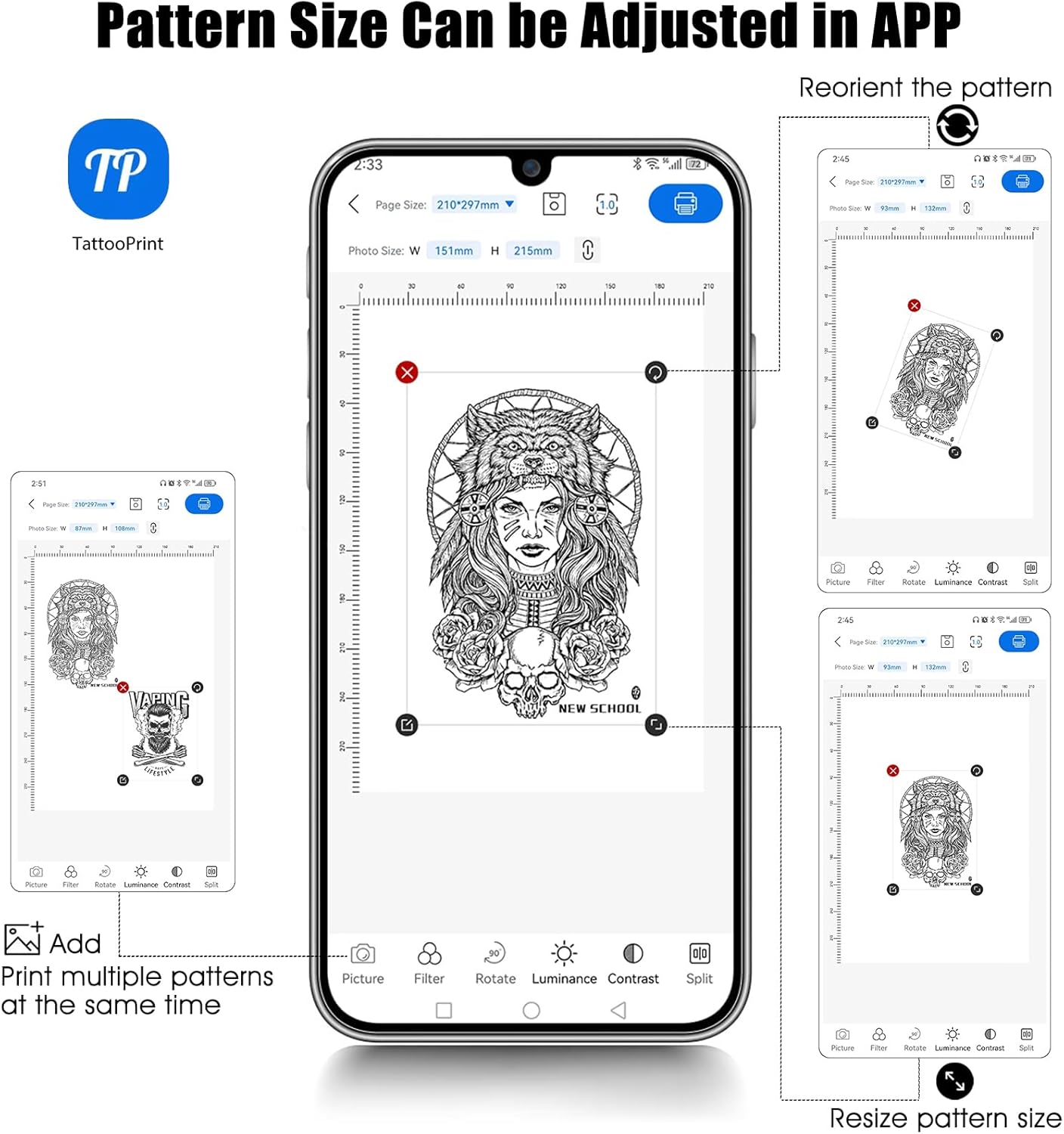 BIOMASER Tattoo Printer Wireless Tattoo Stencil Printer for Tattooing- Bluetooth Tattoo Transfer Stencil Machine Thermal Printer Copier with 10pcs Transfer Paper
