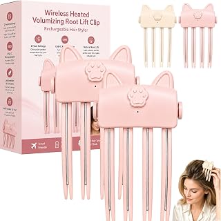 Wireless Heated Volumizing Root Lift Clip, Rechargeable Hair Styler (Pink*2P)