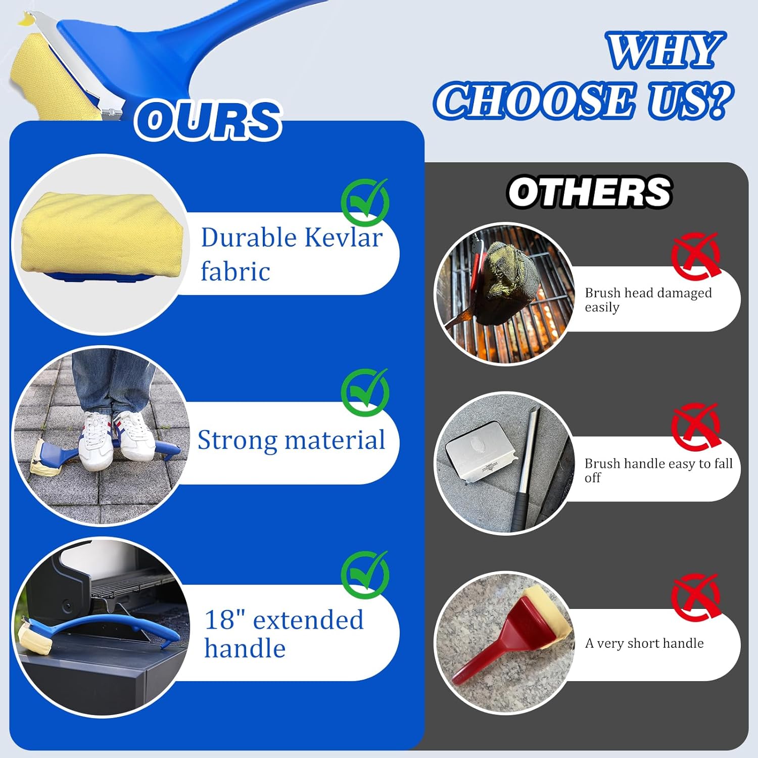 Grill Brush for Outdoor Grill, BBQ Grill Brush Bristle Free, Steam Grill Cleaner with Scraper, Grill Cleaning Brush with Replacement Head, BBQ Grilling Accessories Fit Most Grills, Gifts for Men Dad