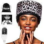 Heat Cap Leopard Thermal Steam Cap - 10-Level Heating for Deep Conditioning Natural and Black Hair at Home