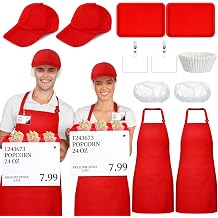 34 Pcs Halloween Supermarket Employee Costume Adults Couple