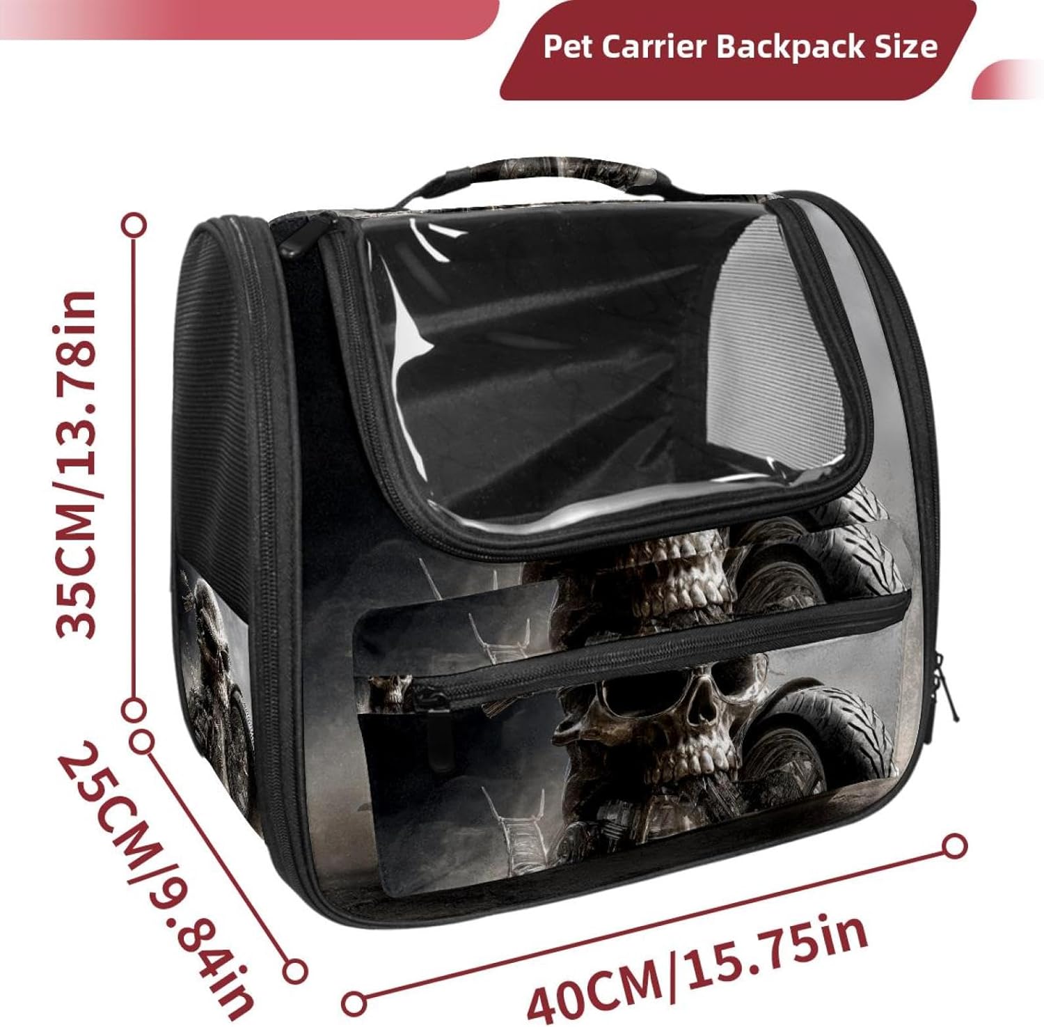 Skull Motorcycle Cat Backpack Carrier Pet Backpack Carrier for Small Dogs and Medium cat Puppy Kitten Bunny