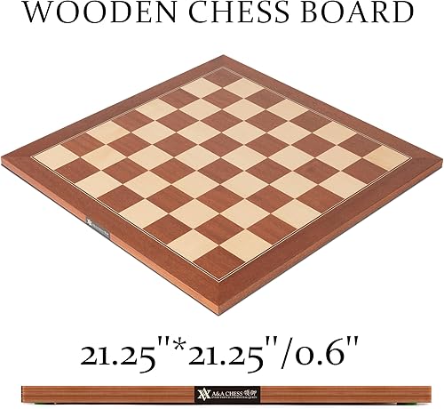Miniatura 3 de A&A 21.25" Professional Wooden Tournament Chess BoardMahogany & Maple Inlaid  2.25" Squares wo Notation
