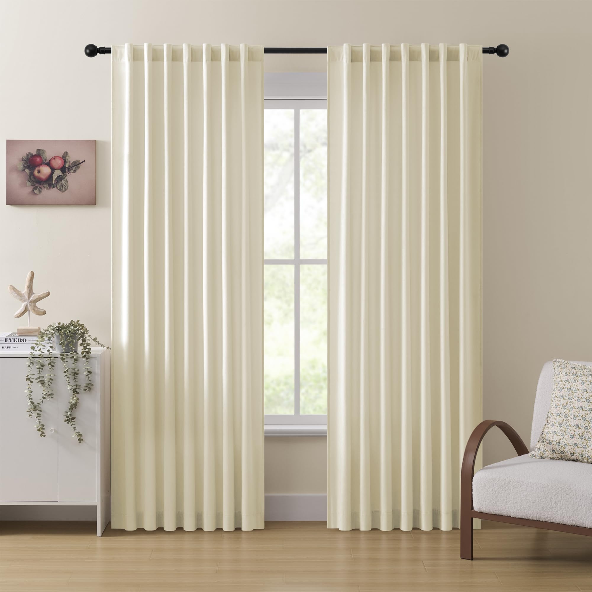Rideaux en velours de prestige MISS SELECTEX coloris ivoire 132,1 x 213,4 cm