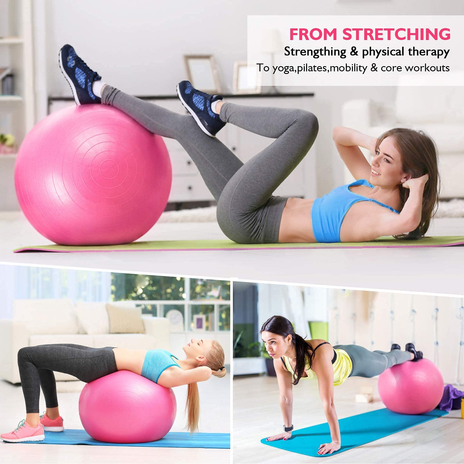 Gymnastikball, Sitzball Büro Ergonomisch, Perfekter Trainingsball Bürostuhl, Anti-Burst Extra Dicker Yoga Ball, Groß Pilates Ball, Schweizer Ball Mit Pumpe, Für Fitness Midwifery Arbeit