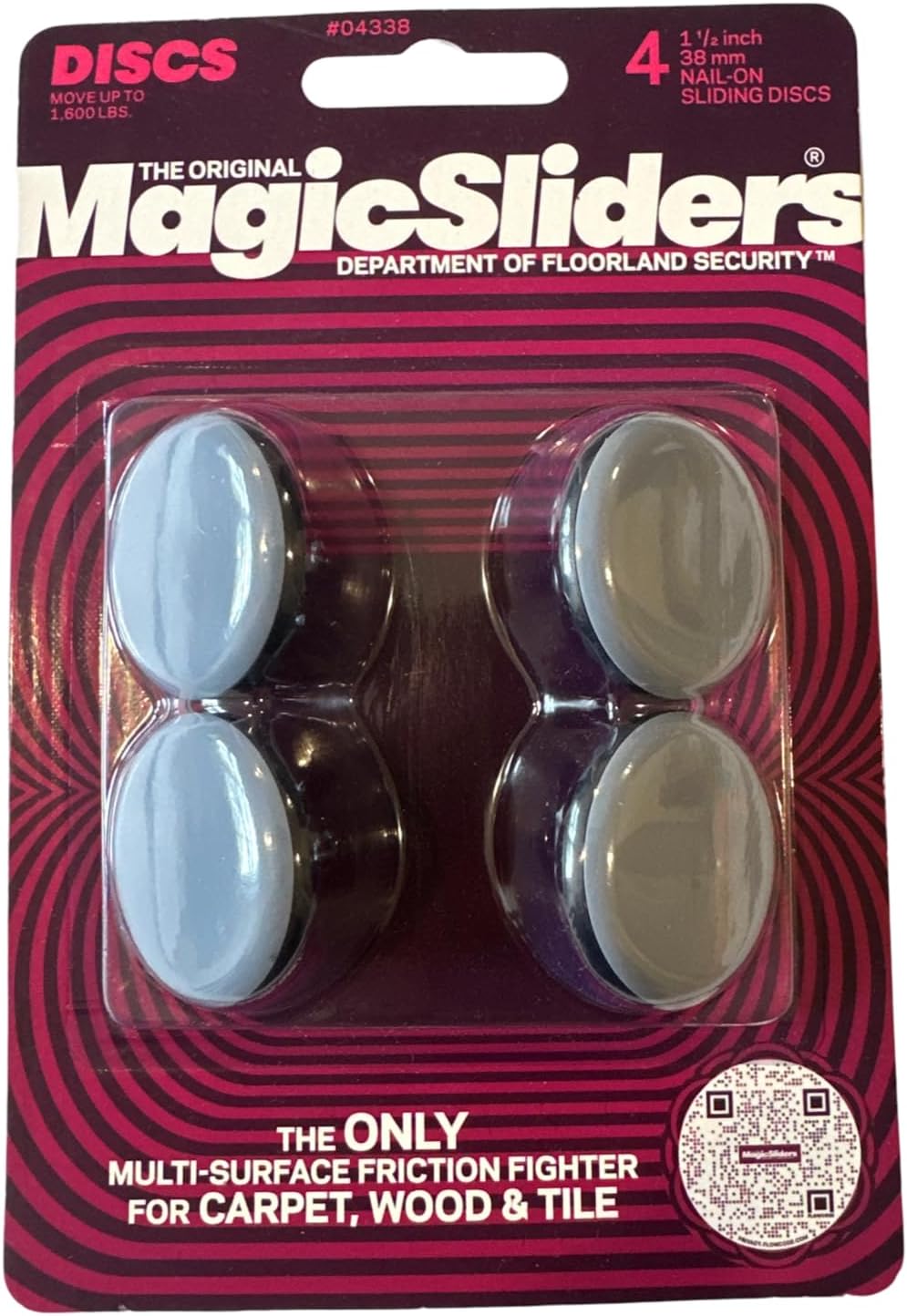 MAGIC SLIDERS 1-1/2 Inch (38mm) Round Furniture Sliders with Nail – 4 Pack | Heavy Duty Silicon Glide Pads for Wood, Tile, Carpet & Vinyl Floors | Floor Protectors for Furniture Legs