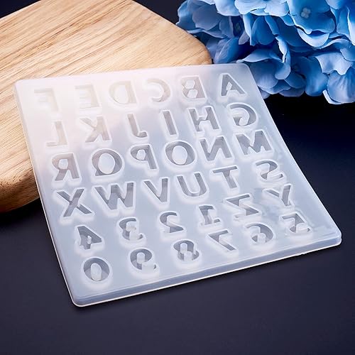 Miniatura 7 de Moldes de fundición de resina de alfabeto de silicona de 26 letras para jabón epoxi de 5.315 x 5.315 in para resina epoxi UV, manualidades, resina