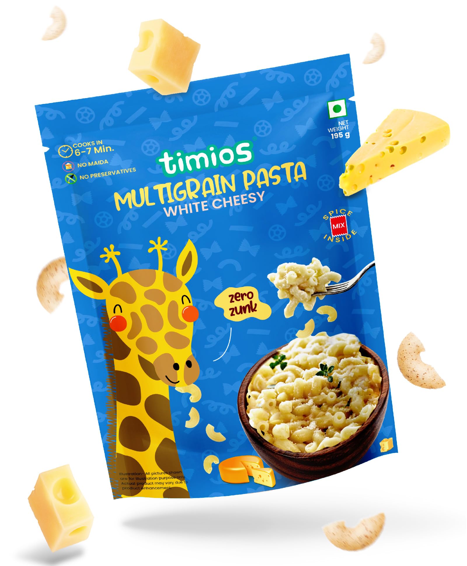 Timios No-Maida Multigrain White Cheesy Instant Macaroni Pasta | Healthy Pasta made with Brown Rice and Corn |195g (B0BTZ45N17) Amazon Price History, Amazon Price Tracker