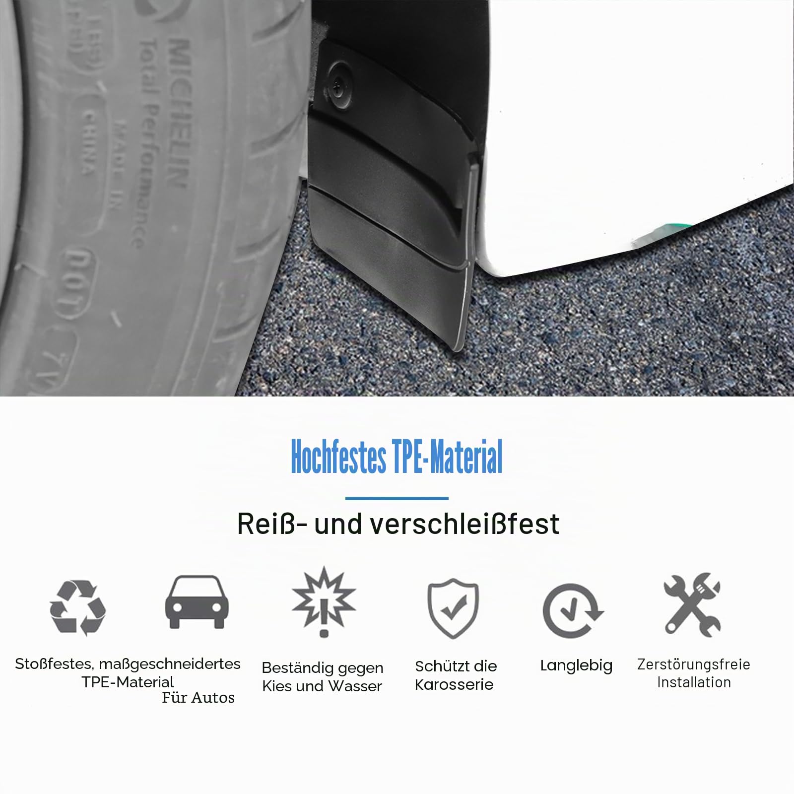 Schmutzfänger für Tesla Model 3 2017–2023, Spritzschutz, Schmutzschutz, kein Bohren, Klebeband, Spritzschutz, Kotflügel für Tesla Model 3, Zubehör (Modell 3), 6 Stück