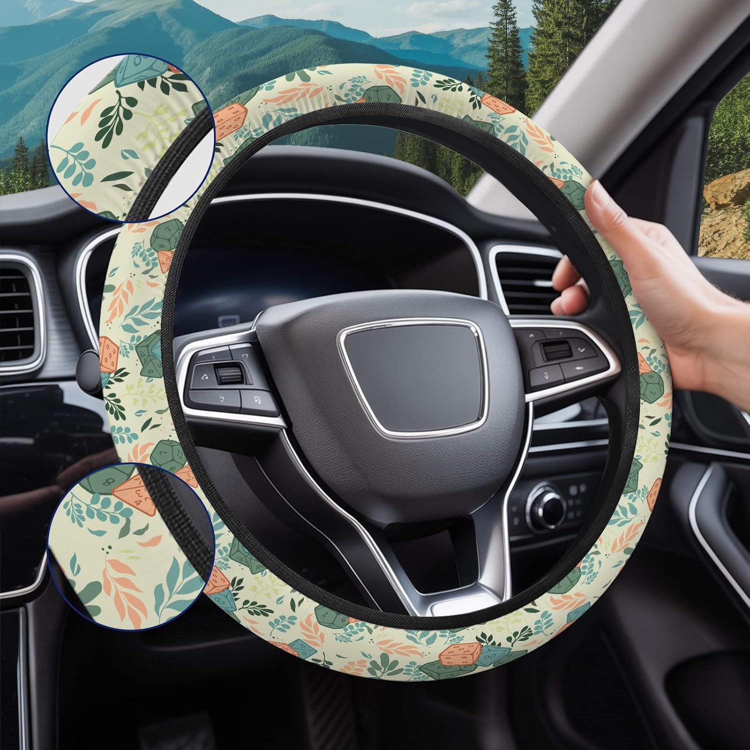 GENANY Fantasy Dice Steering Wheel Cover for Automotive Interior Decor