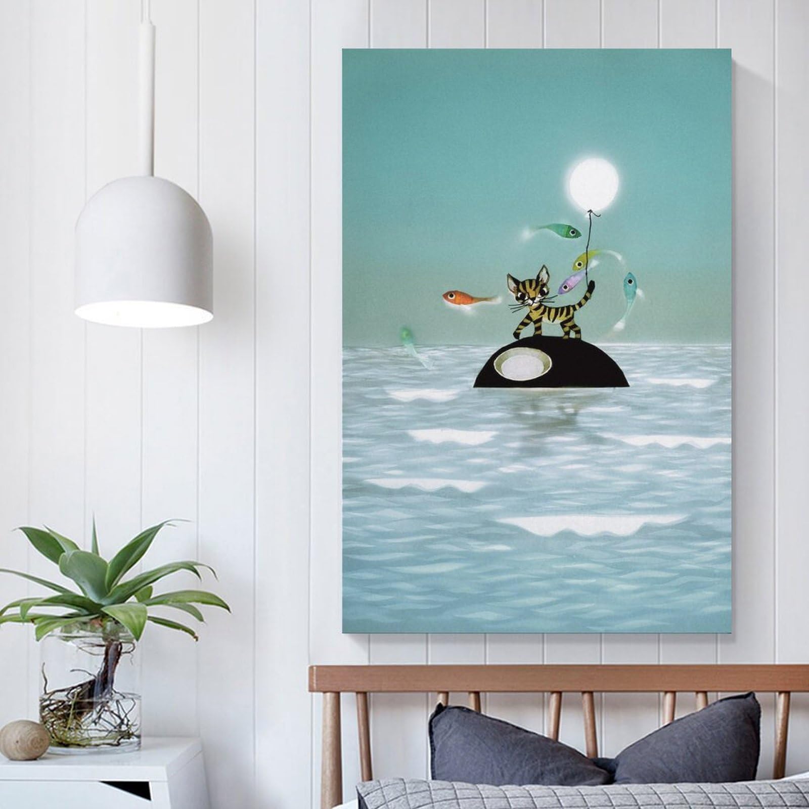 藤城清治/影絵.切絵.版画ポスター(黒猫)アート.インテリア.ペット.黒猫.ねこ 藤城清治/影絵.切絵.版画ポスター(黒猫)アート.インテリア