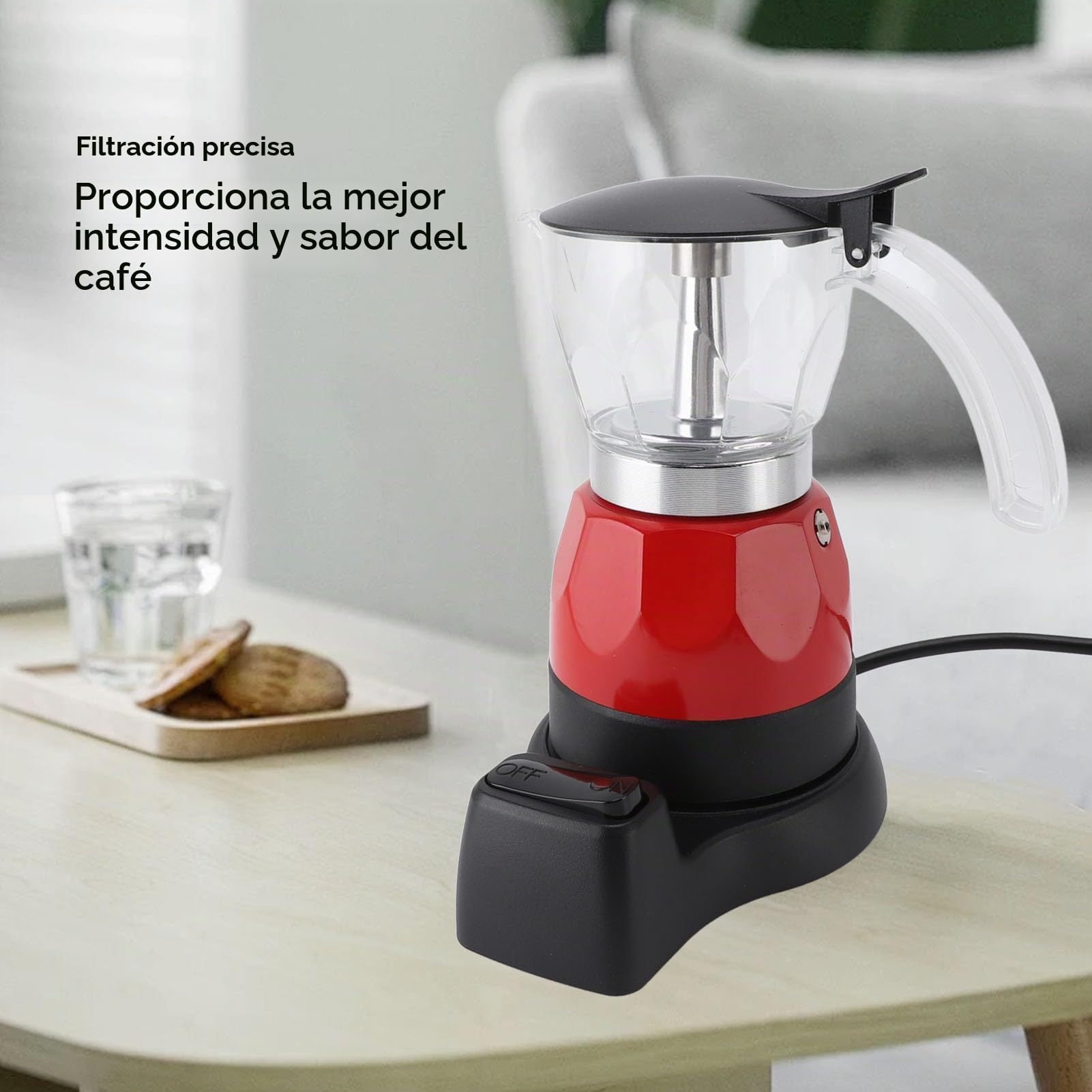 Cafetera Cubana, 150 Ml, 3 Tazas, Pequeña Cafetera Espresso Eléctrica Portátil Moka Pot, Cafetera Italiana de Aluminio a Prueba de Goteo con Filtro y Base Desmontable para Viajes