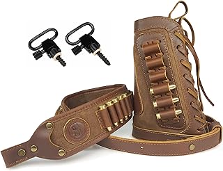 Leather Gun Shell Holder Buttstock with Matched Rifle Sling for .30-06 .30-30, .45-70 (Brown(.45-70 .30-06 .308))