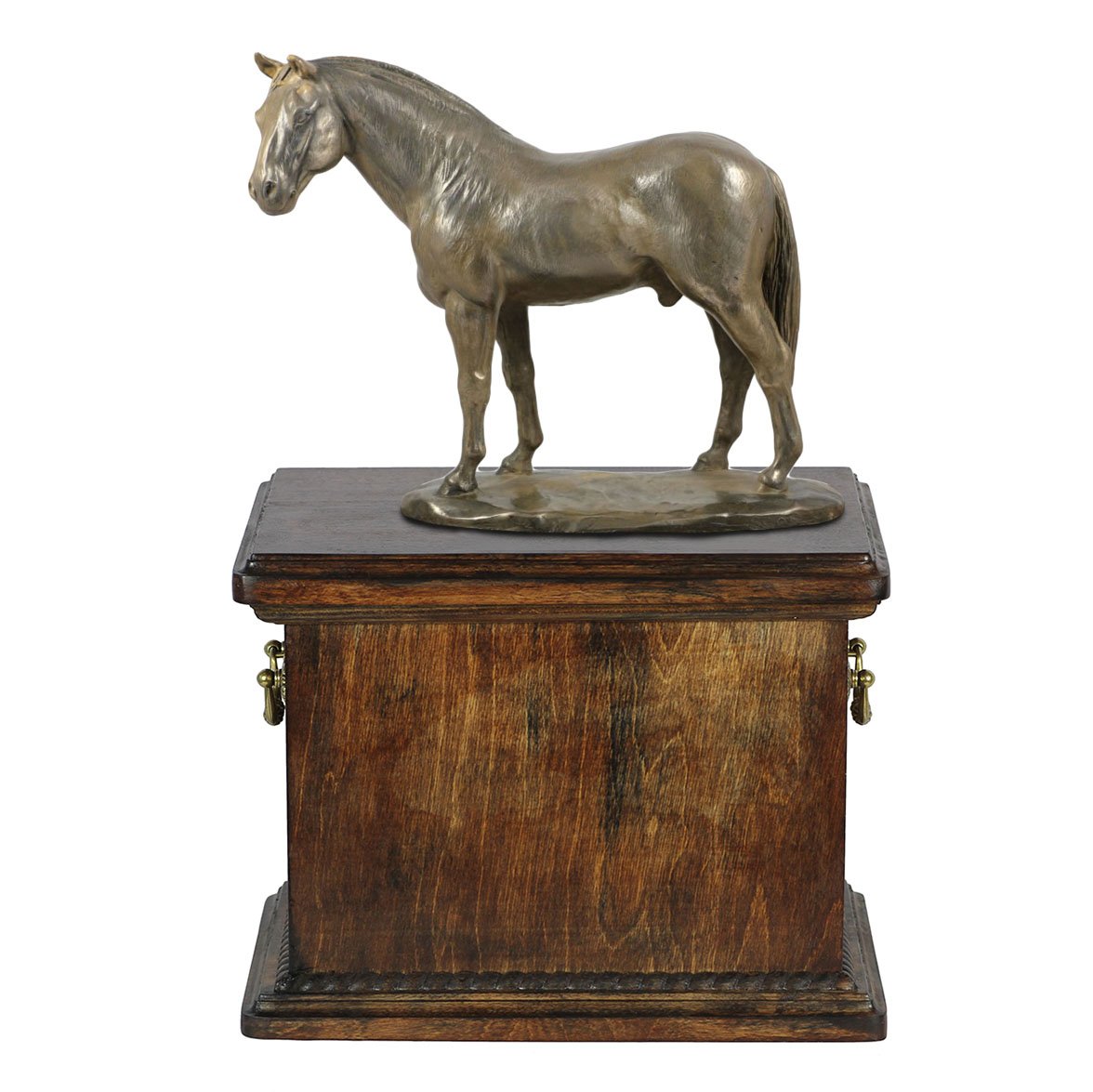 Art-Dog Urna Hecha a Mano para Cenizas de Caballo - Estatua de Bronce Fundido en frío - Caja de cremación Personalizada - 46,5x29x21cm - Caballo Hannoveriano