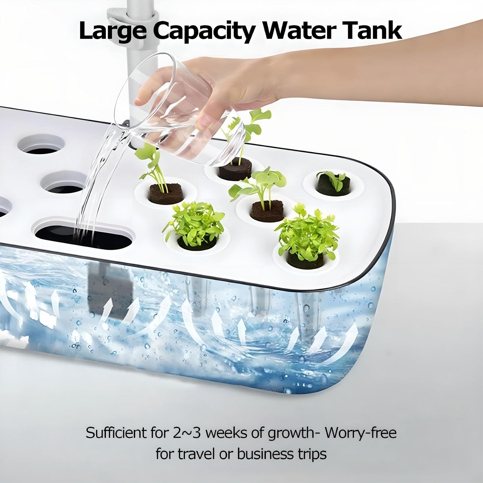 Zestaw Do Uprawy Hydroponicznej 12 Doniczek, 4L Inteligentny Ogród Ziołowy Do Wnętrz Z 20W Lampą Led Do Uprawy, Timerem, Automatyczną Pompą Wodną, Regulowaną Wysokością Do Warzyw I Owoców white