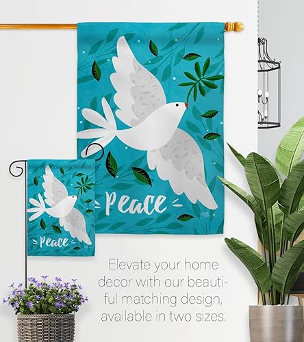 Miniatura 8 de Breeze Decor Want Peace House - Paquete de bandera de Sweet Life Earth Support con protección del medio ambiente, bordado de bandera de jardín