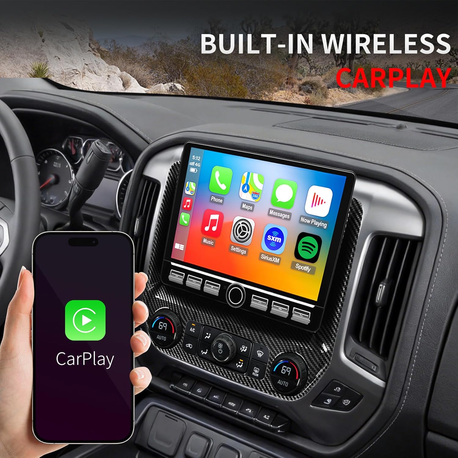 QLED Radio for Chevrolet Chevy Silverado Upgrade 2014 2005 2006 2007 2018 (Bose Sound System) Touch Screen Stereo Replacement,Wireless Carplay Android Auto, 4G Network