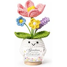 MHSMHL Gifts for Grandma, Handmade Crochet Tulip Flower, Mothers Day Birthday Grandma Gifts - Grandmother Gift from Grandson, Granddaughter, Grandma