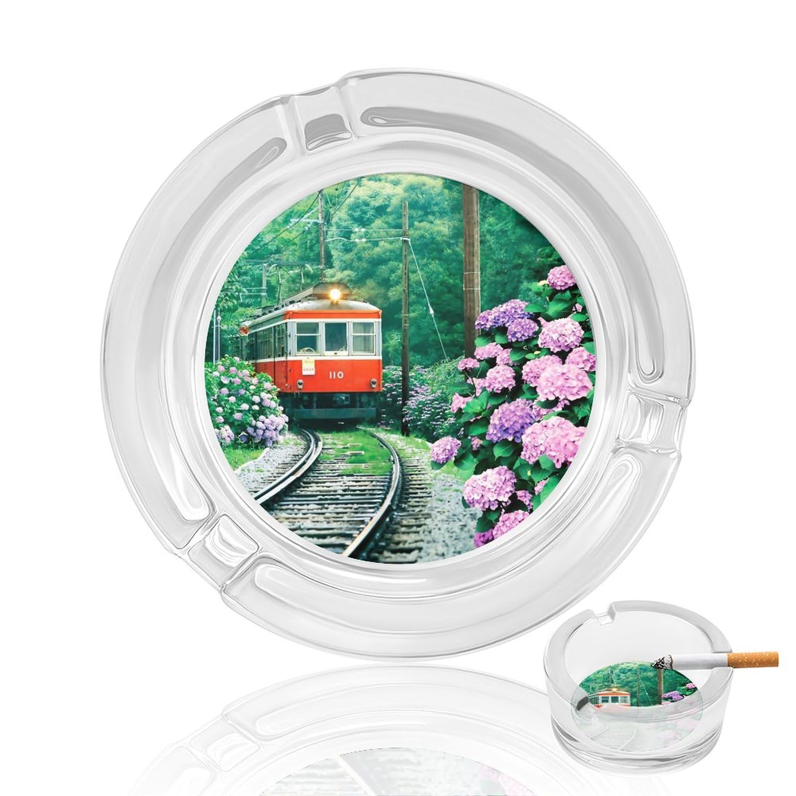 【3つセット】鉄道グッズ 灰皿　新品 Amazon.co.jp: ガラス灰皿 あじさい薫る箱根登山電車 灰皿 アッシュ