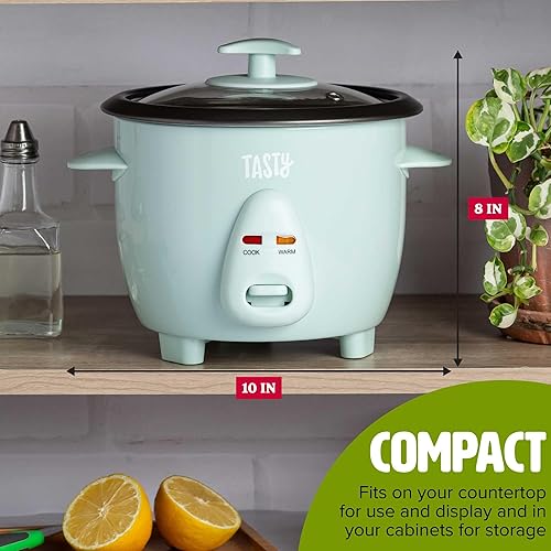 Miniatura 3 de Tasty Mini olla arrocera con tazón antiadherente extraíble y función de mantenimiento automático del calor, ideal para sopas, guisos, granos y