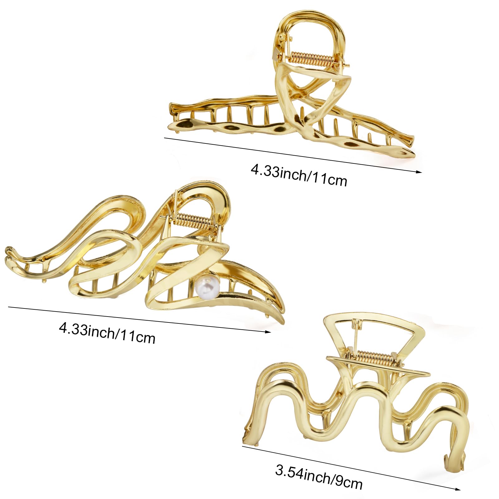Amazon.com : Mehayi 3 PCS Metal Large Hair Claw Clips for  display picture 3