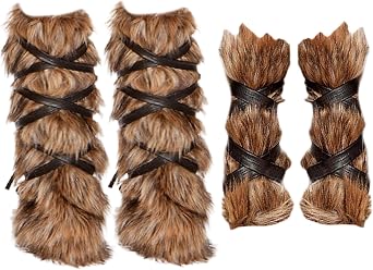 Furry Leg Warmers, Viking Costume Women, Faux Furs Arm and Leg Warmers, Viking Accessories Women Men for Halloween Medieval Cosplay Performances Role-Play Festival Party