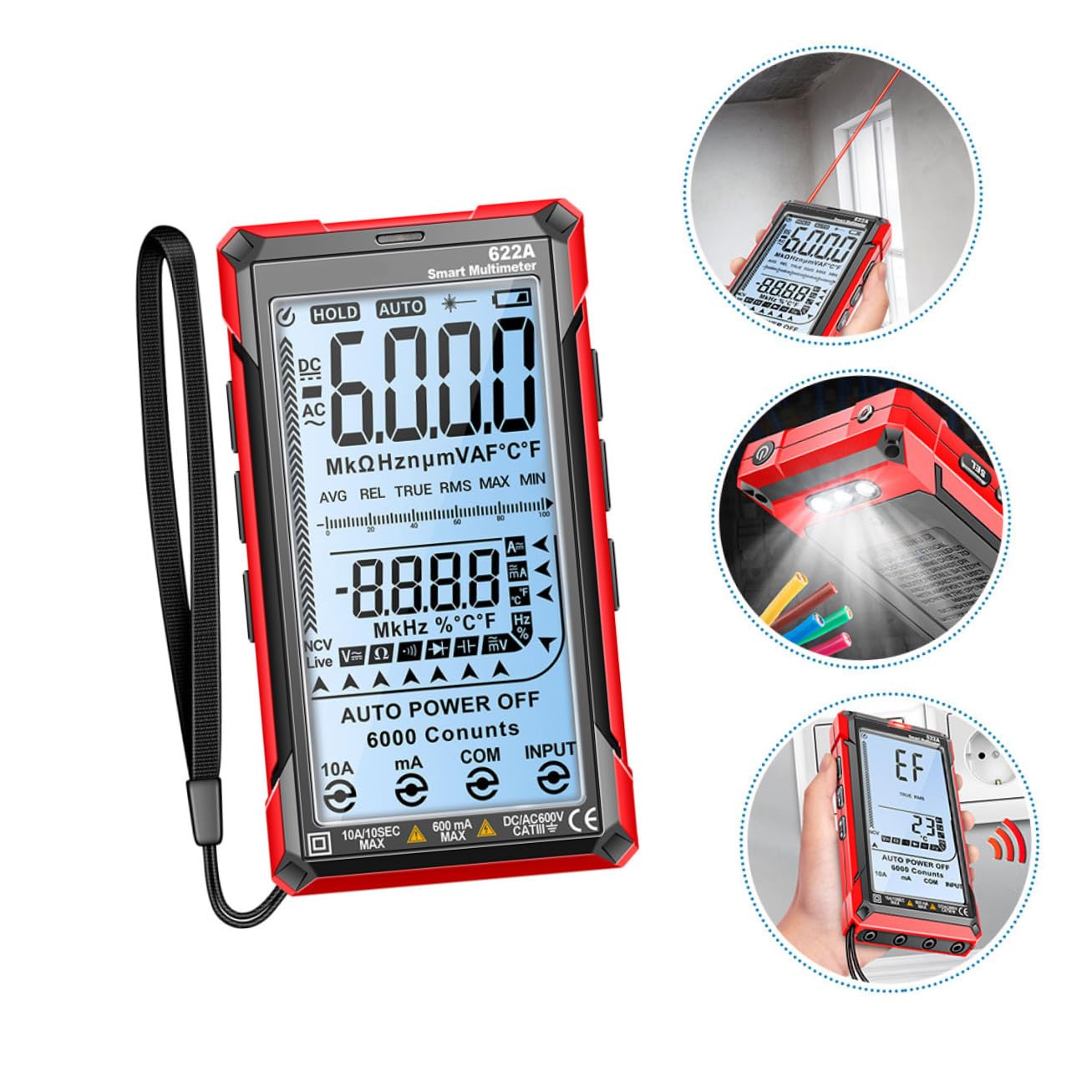 Digital Multimeter Auto-ranging Multi Tester for Ac Dc Voltage Resistance Capacitance with Ncv Induction Portable Electric Tester Tool for Fast Accurate Measurement