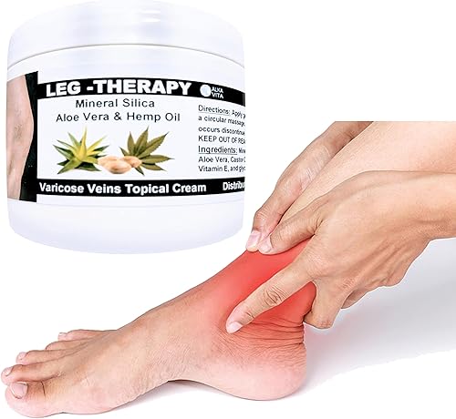 Miniatura 5 de Venas varicosas fatiga muscular de pierna pesadez crema calmante alivio terapia de piernas sílice mineral aloe vera y aceite de semilla de cáñamo