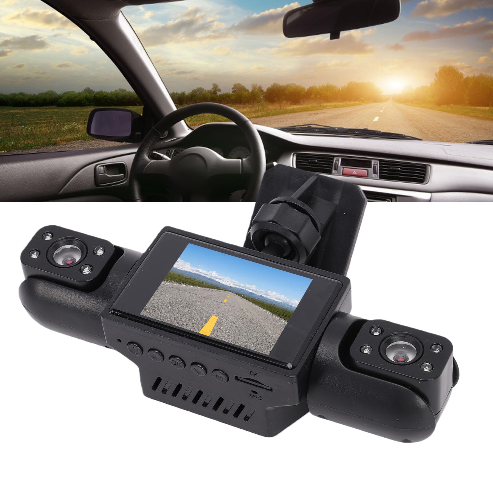 Dashcam 4K 1080p, Vista a 360° Grandangolare 4 Canali Anteriore Posteriore Sinistra Destra con Registrazione in Loop per Camion SUV (64GB)
