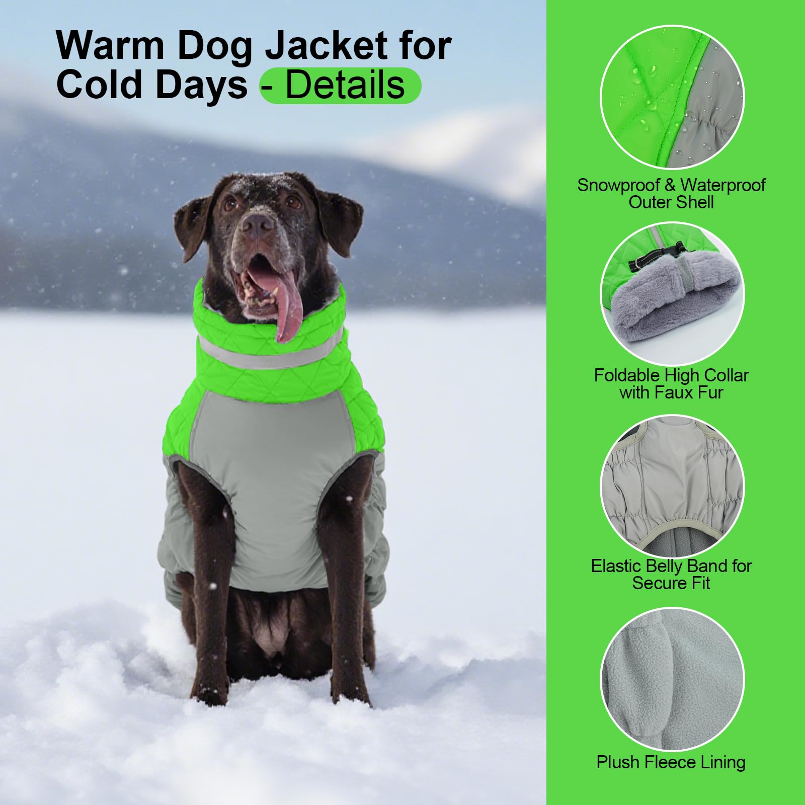 Manteau Chaud pour Chiens de Taille Moyenne, Veste imperméable avec Harnais intégré, Fermeture éclair, Doublure en Polaire pour promenades en Plein air par Temps Froid, Combinaison de Neige