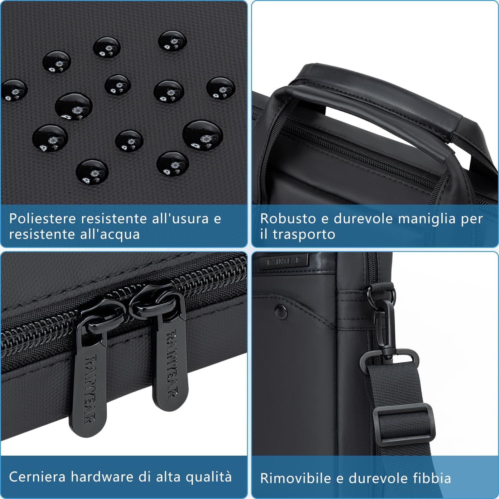 RAINYEAR Borsa per laptop espandibile per laptop da 15,6 pollici, Macbook da 16 pollici, borsa a tracolla messenger idrorepellente, valigetta resistente agli strappi di grande capacità per ufficio