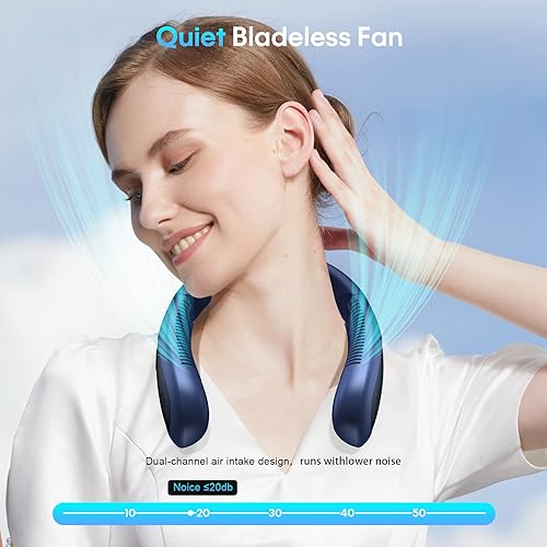 Miniatura 4 de Ventilador de cuello, pantalla LED de 5000 mAh, ventilador de cuello plegable, portátil, recargable, con ajuste de 3 velocidades y disipador de