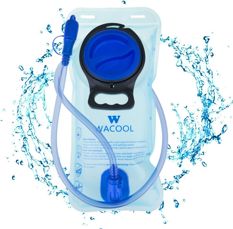 WACOOL 2L 2Liter 70oz PEVA Running Cycling Hiking BPA Free Hydration Pack Bladder, Leak-Proof Water Reservoir