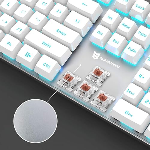 Miniatura 2 de Qisan Teclado mecánico 104 para juegos Teclado USB de gran tamaño con retroiluminación blanca para juegos con cable Diseño de EE. UU.